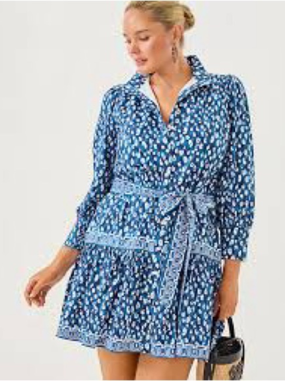 Lilly Pulitzer Drena Starlight Navy Your an Animal belted Blue white Dress, 12